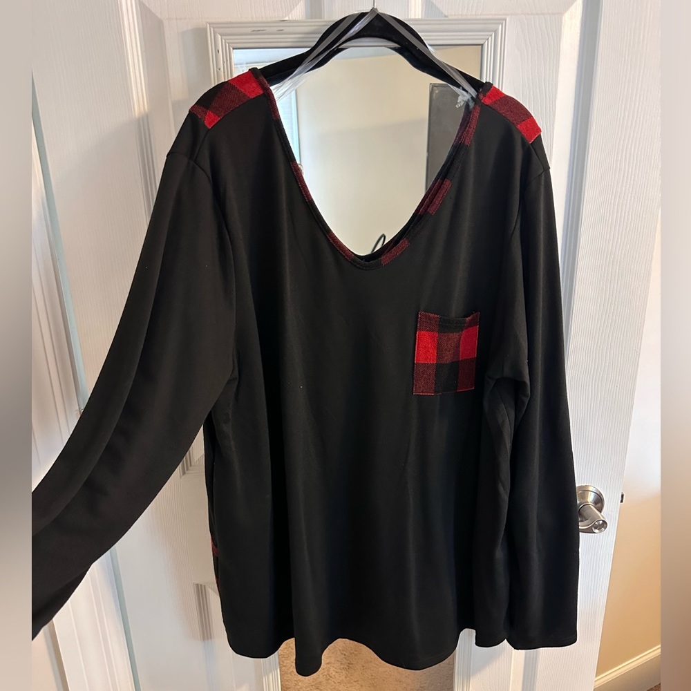 Red flannel long sleeve with criss cross back